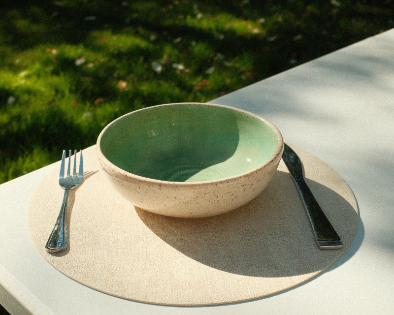Light Green Speckled Dinner Bowl